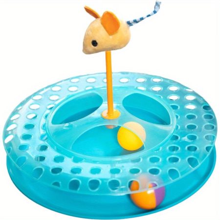 Interactive Cat Track Toy with Chase Balls & Pet Herb Mouse - 3-in-1 Hunting Game, Anti-Slip Base, Indestructible Construction - for Indoor/Outdoor Play - Perfect for Kittens & Adult Cats - Multicolored Tracks & Balls, Engaging Playset