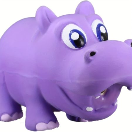 Naturflex Tiny Tots Small Hippo Dog Chew Toy - Non-Toxic Natural Latex Puppy chew, Squeaky Plush-like Hippo with Expressive Eyes, Safe for teething, Indoor & supervised play, Non-Toxic for Puppies - Ideal Gift for Dog Owners