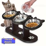 Elevated Cat And Dog Bowls Elevated Cat Food Bowl, 15° Tilt Cat Pet Bowl For Puppies, Elevated Dog Bowl Stand Feeder Adjustable Dog And Cat Food And Water Bowl With 3 Stainless Steel Bowls, Elevated Bowl For Dogs