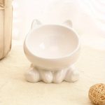 Ceramic Cat Bowls with Adorable Cat-Shaped Design - Multi-Color Options, Spill-Proof Raised Edges & Oblique Mouth for Easy Licking, Durable Pet Food & Water Bowls for Indoor Cats