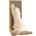 Extra Large 26.8" L-Shaped Cat Scratcher - Space-Saving Wall-Mounted scratch pad with Bonus Ball Toy, Heavy-Duty Cardboard Scratching Post for Indoor Cats, Dual Orientation (Vertical/Horizontal) - Furniture Protector for Apartments, Homes with Multiple Pe