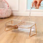 2-in-1 Elevated Cat & Dog Feeder with Inclined-Mouth Design, Neck-Protection Double Bowls & Transparent Durable Plastic Food/Water Dispensers – Ergonomic Pet Feeding Station for Easy Eating & Hydration, Pet Feeder, Modern Pet Accessories